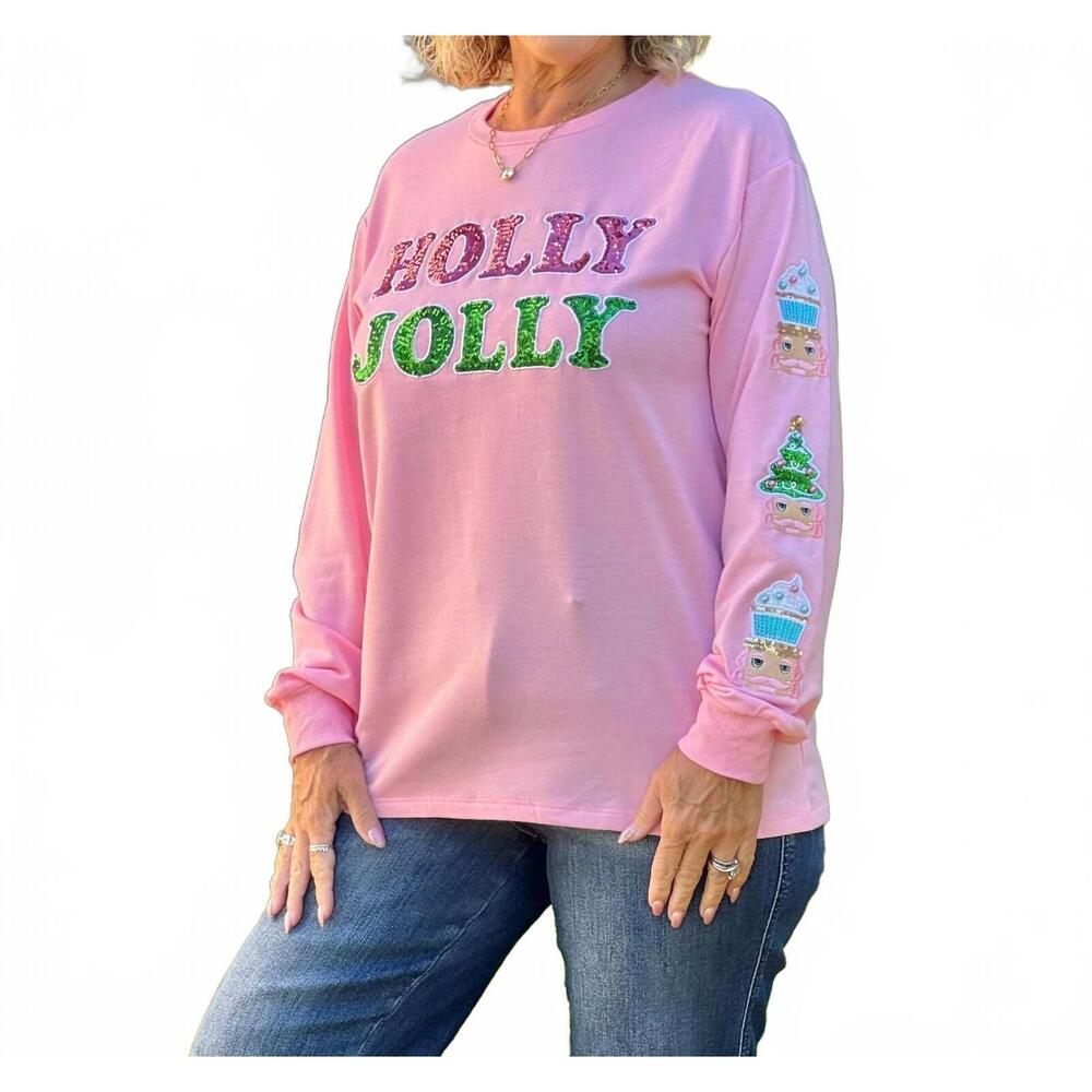 NEW SOUTHERN GRACE holiday sweatshirts in sequin holly jolly
